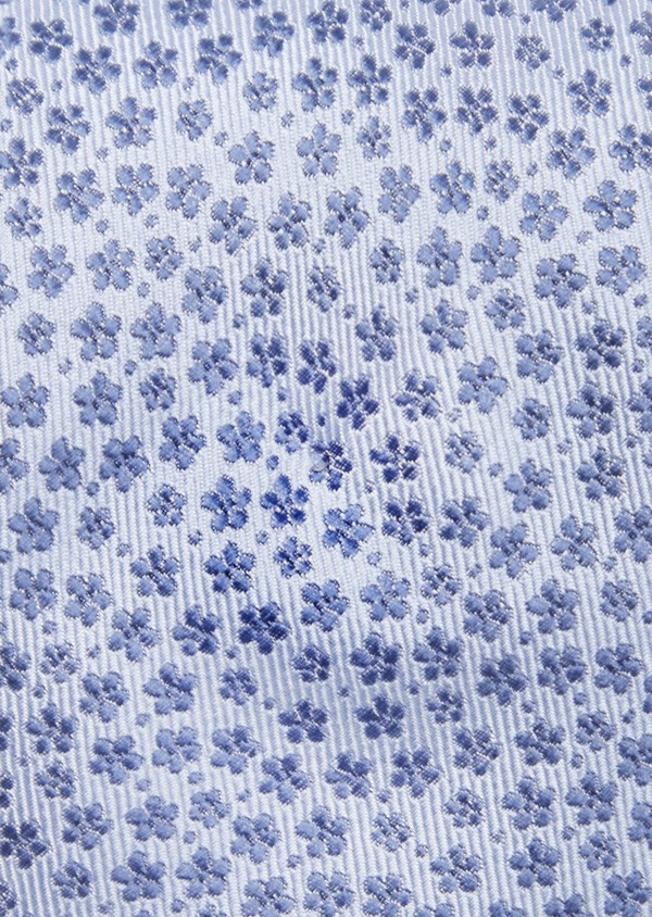 Cravate fine en soie bleu azur à motif fleuri - Father and Sons 43075