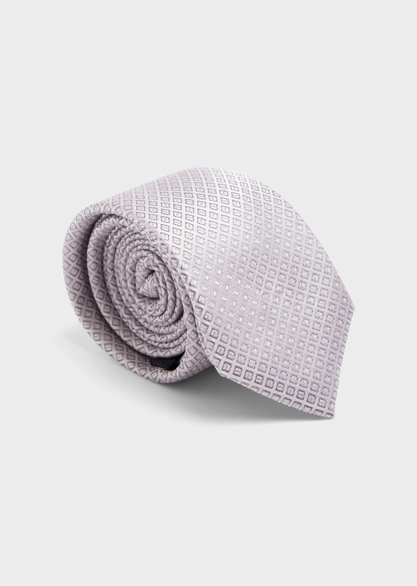 Cravate large en soie rose à motifs géométriques - Father and Sons 61836