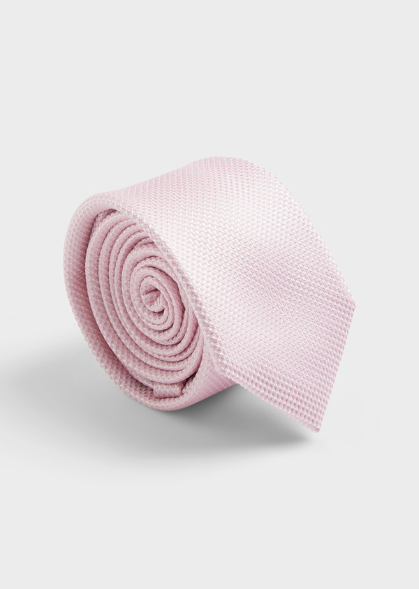 Cravate large en soie rose à motifs géométriques blancs - Father and Sons 61837