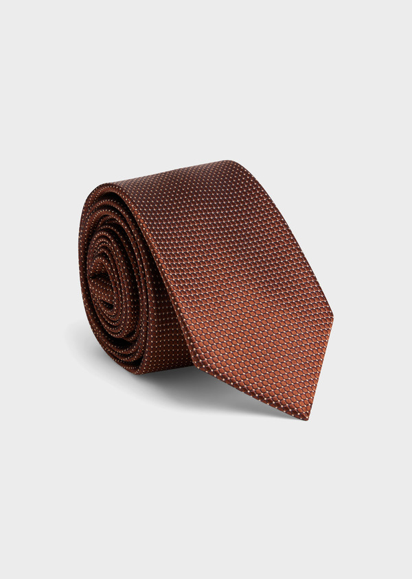 Cravate large en soie terracotta à motifs géométriques beiges - Father and Sons 55980