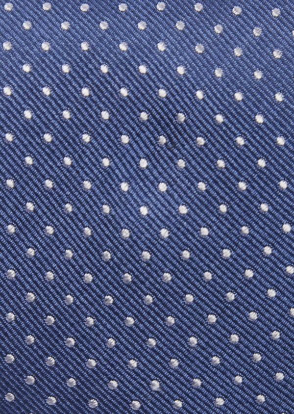 Cravate large en soie bleu azur à pois blancs - Father and Sons 43073