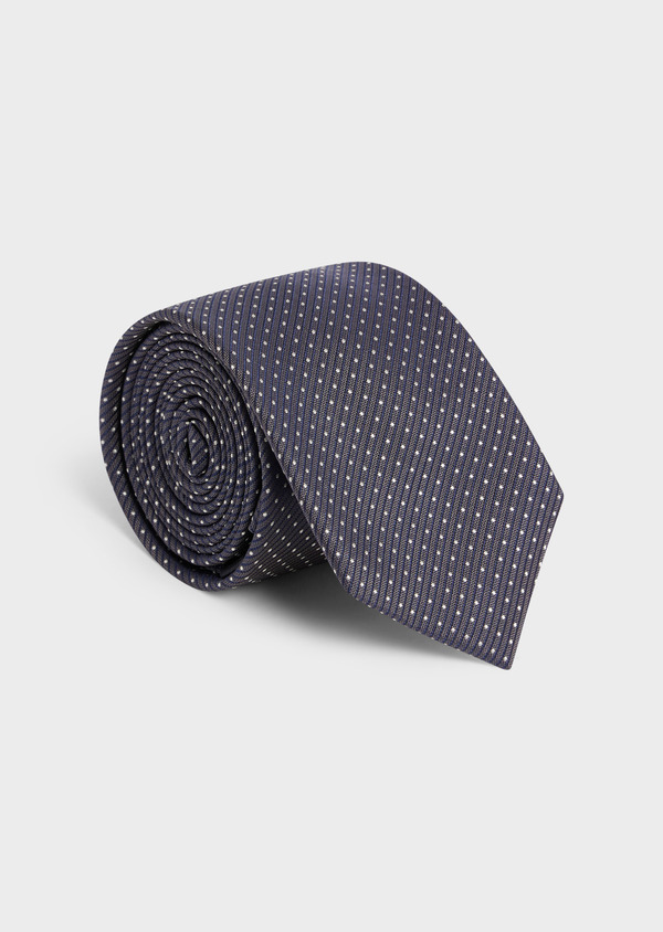 Cravate large en soie gris clair à pois blancs - Father and Sons 58137