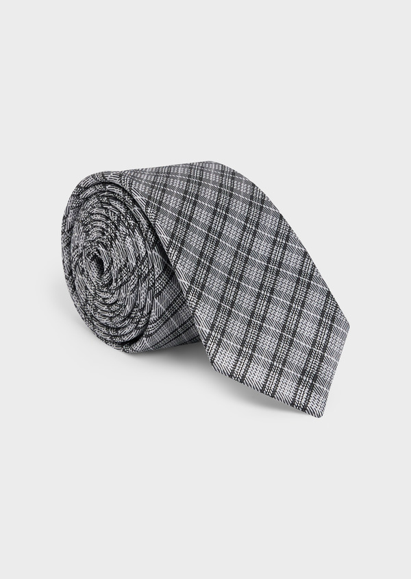 Cravate fine en soie gris clair Prince de Galles - Father and Sons 48511