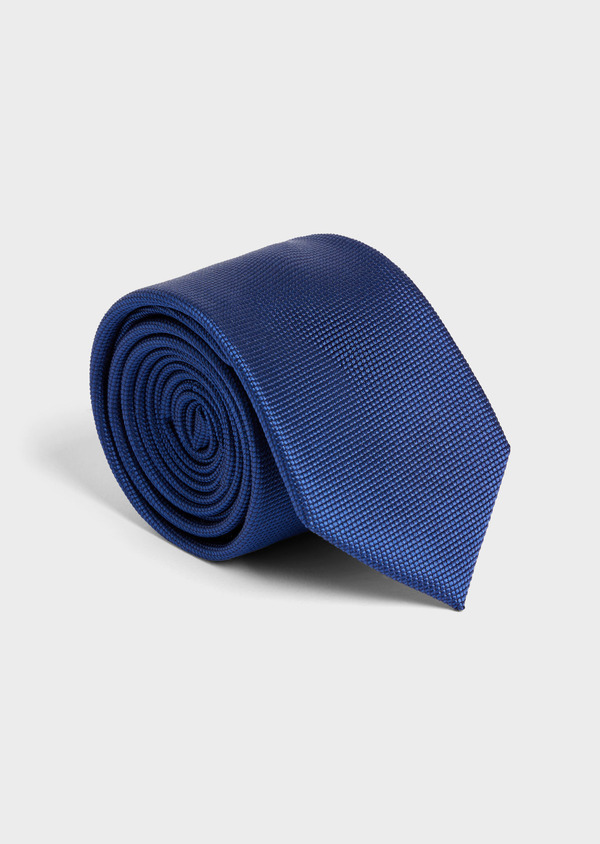Cravate fine en soie unie bleu cobalt - Father and Sons 57295