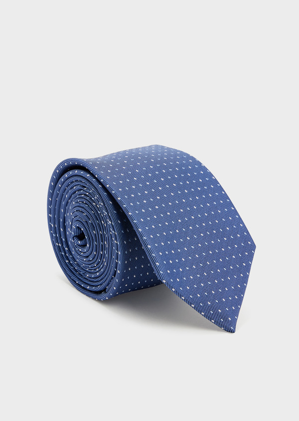 Cravate large en soie bleu pâle à pois blancs - Father and Sons 44983