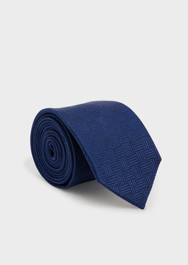 Cravate large en soie bleu azur à rayures grises - Father and Sons 44978