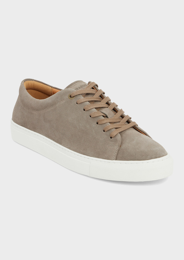 Baskets basses en cuir nubuck taupe - Father and Sons 52271