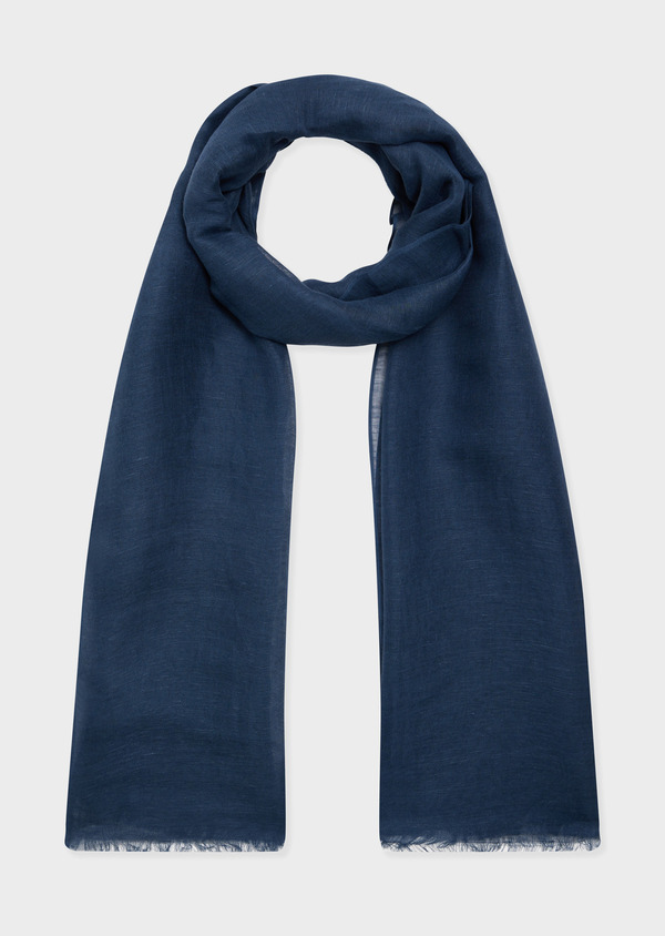 Echarpe en lin et coton unis bleu jeans - Father and Sons 61859