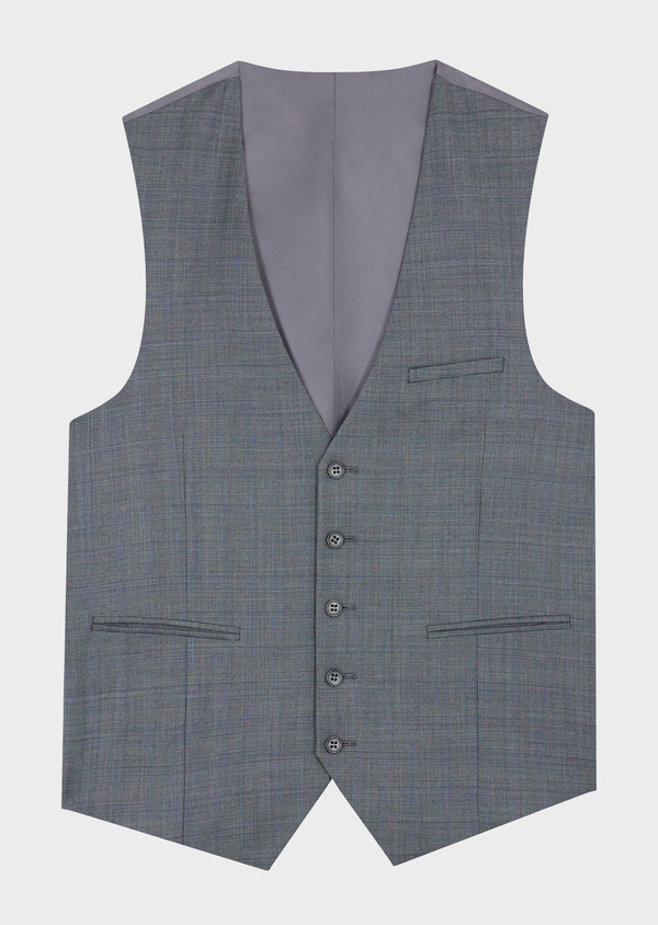 Gilet de costume en laine gris clair Prince de Galles - Father and Sons 60157