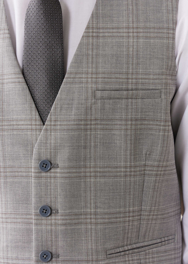 Gilet de costume en laine gris clair Prince de Galles - Father and Sons 62670