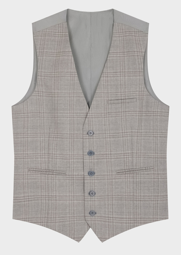 Gilet de costume en laine gris clair Prince de Galles - Father and Sons 62671