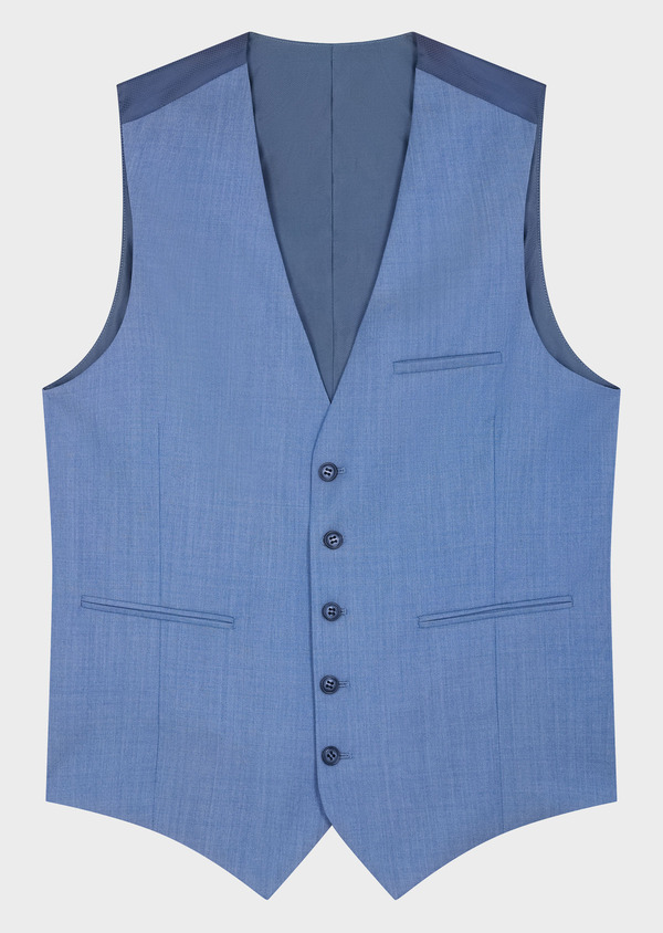 Gilet de costume en laine unie bleu azur - Father and Sons 62098