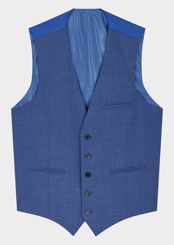 Gilet de costume en laine stretch unie bleu cobalt - Father and Sons 63669