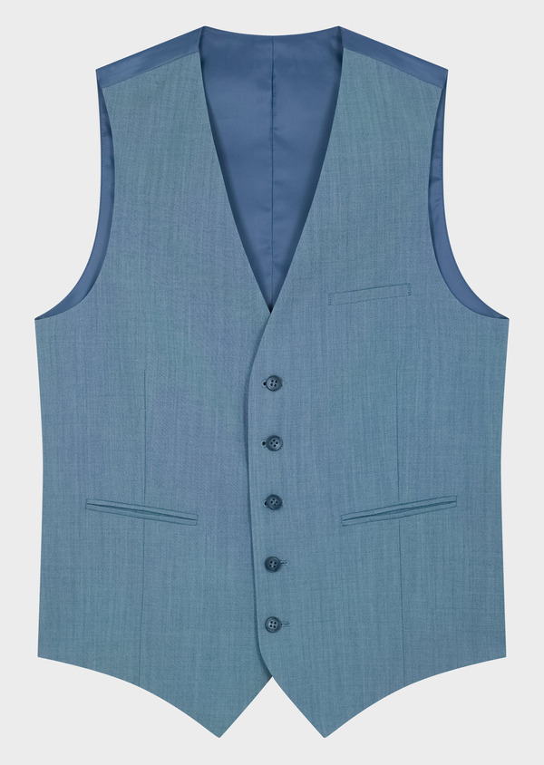Gilet de costume en laine unie bleu céruléen - Father and Sons 62112