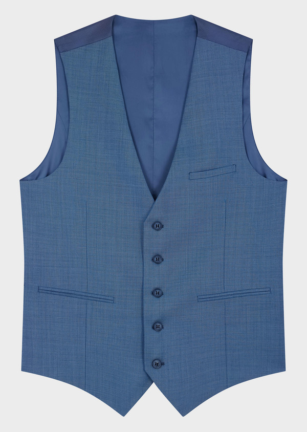 Gilet de costume en laine unie bleu céruléen - Father and Sons 62116
