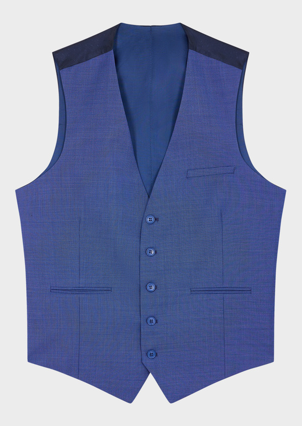 Gilet de costume en laine unie bleu cobalt - Father and Sons 55654