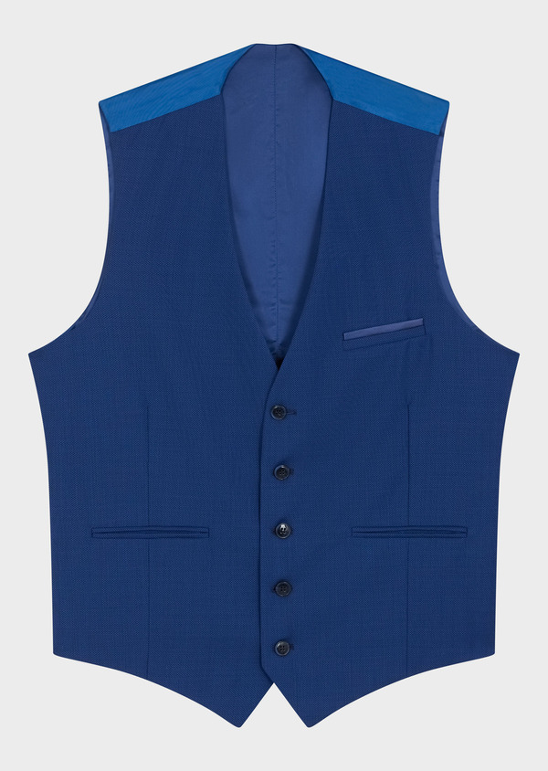 Gilet de costume en laine unie bleu cobalt - Father and Sons 60559