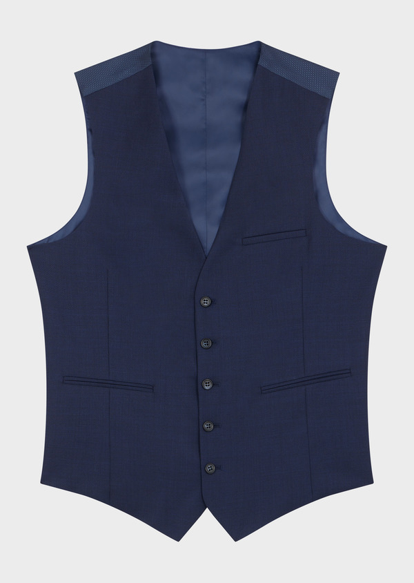 Gilet de costume en laine unie bleu indigo - Father and Sons 60158