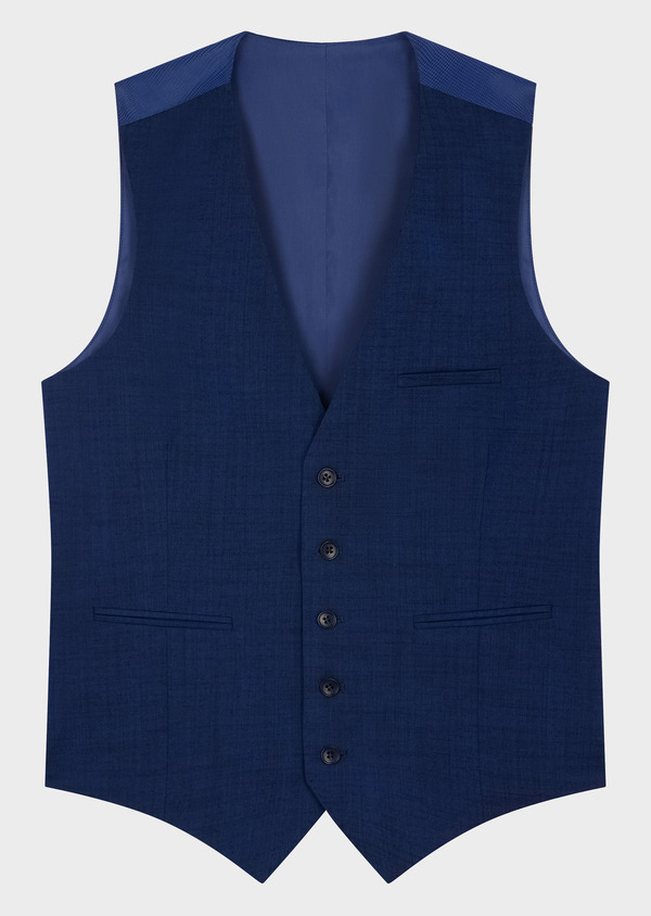 Gilet de costume en laine et coton stretch unis bleu indigo - Father and Sons 62627