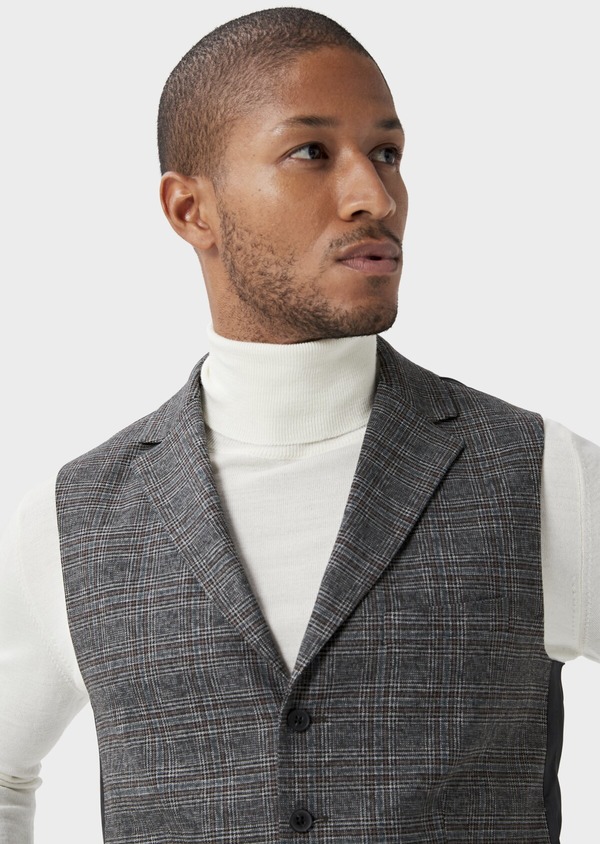 Gilet casual gris anthracite Prince de Galles - Father and Sons 47095