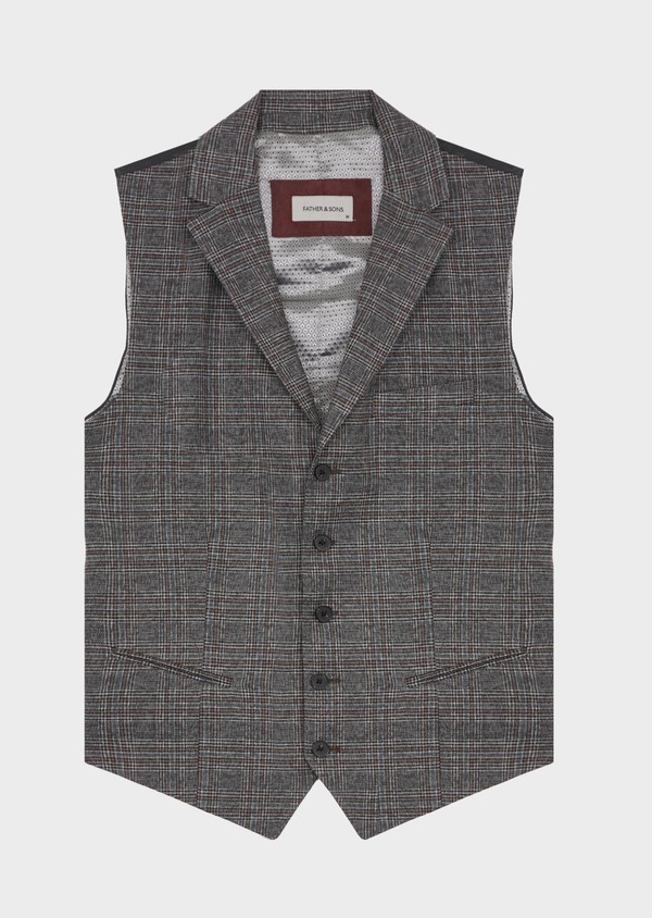 Gilet casual gris anthracite Prince de Galles - Father and Sons 47092