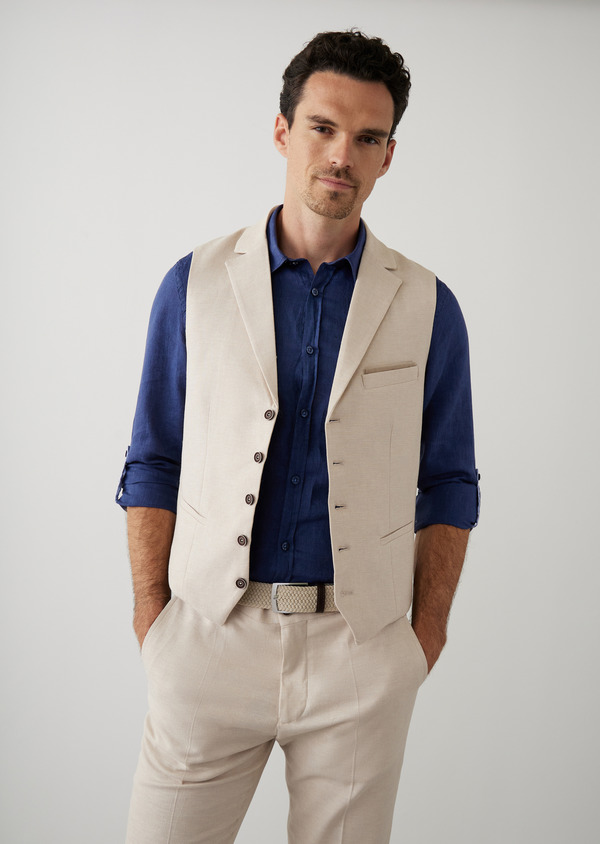 Gilet casual uni beige - Father and Sons 48080