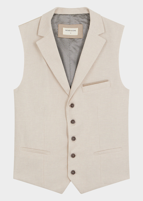 Gilet casual uni beige - Father and Sons 48081