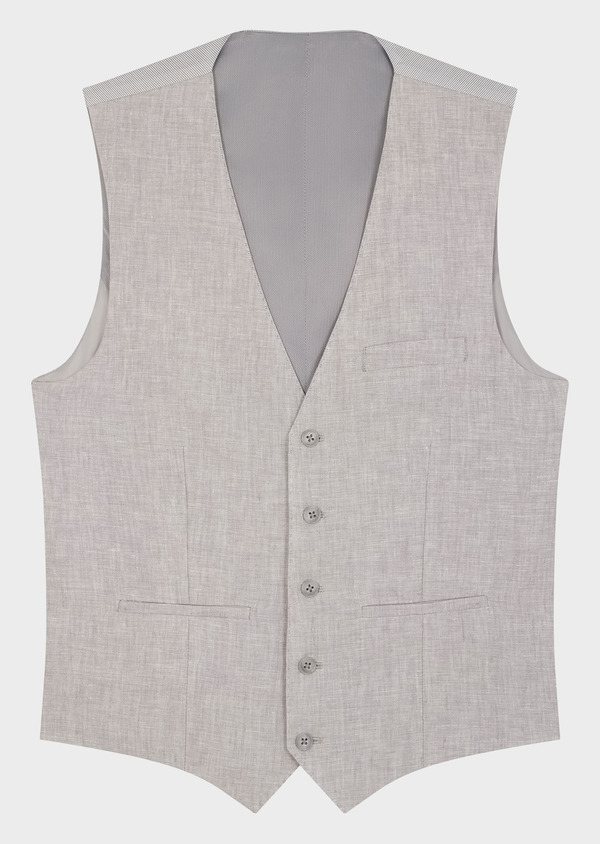 Gilet casual en lin uni gris perle - Father and Sons 63120