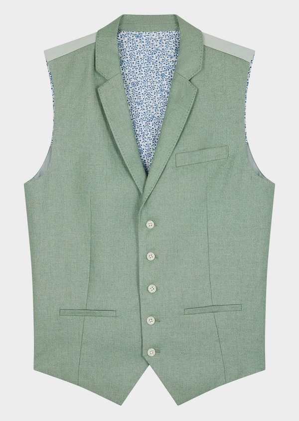 Gilet casual en lin uni vert - Father and Sons 64015