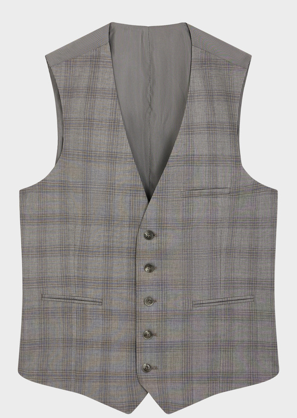 Gilet de costume en laine gris clair Prince de Galles - Father and Sons 45506
