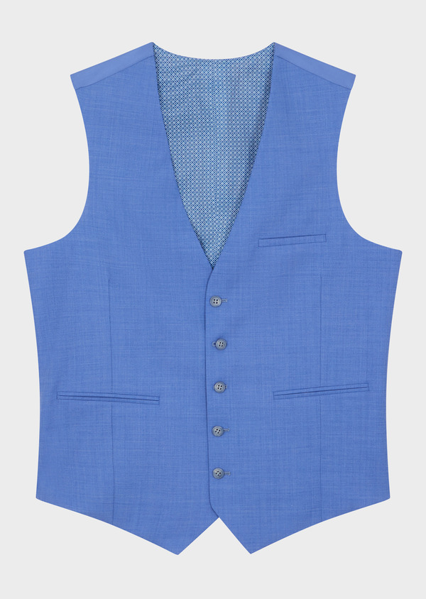 Gilet de costume en laine unie bleu azur - Father and Sons 46007