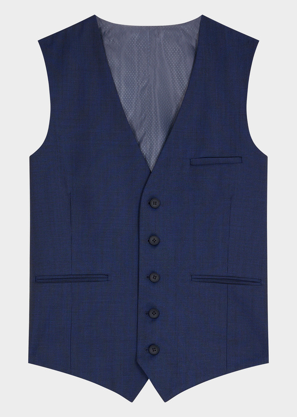Gilet de costume en laine unie bleu indigo - Father and Sons 48113