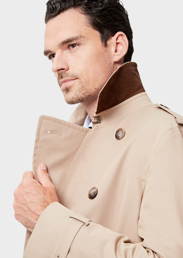 Trench croisé double boutonnage uni beige - Father and Sons 47508