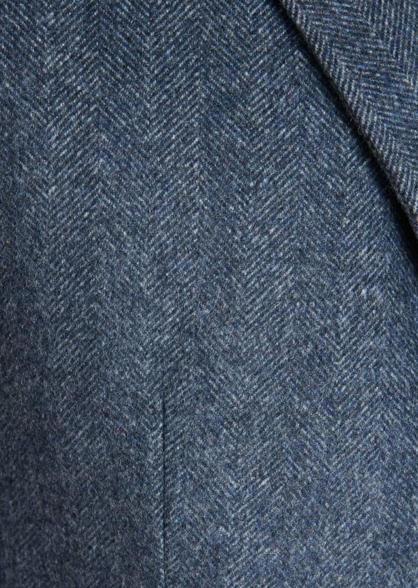 Manteau en laine mélangée bleu chambray à motif fantaisie - Father and Sons 30539