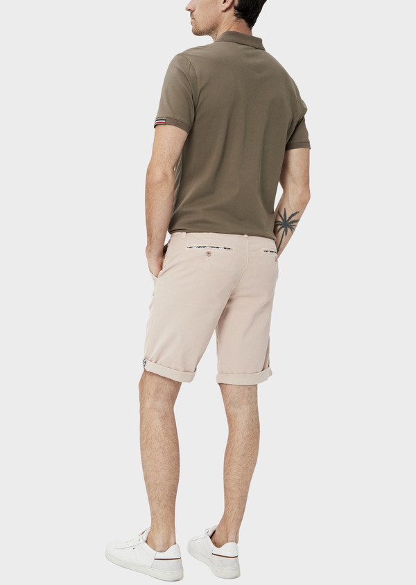Bermuda en coton stretch uni rose clair - Father and Sons 34479
