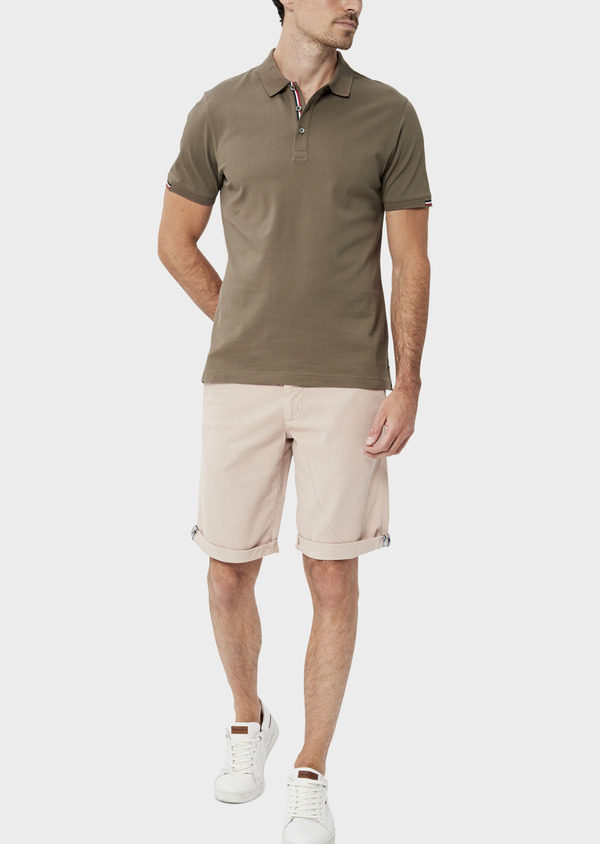 Bermuda en coton stretch uni rose clair - Father and Sons 34478