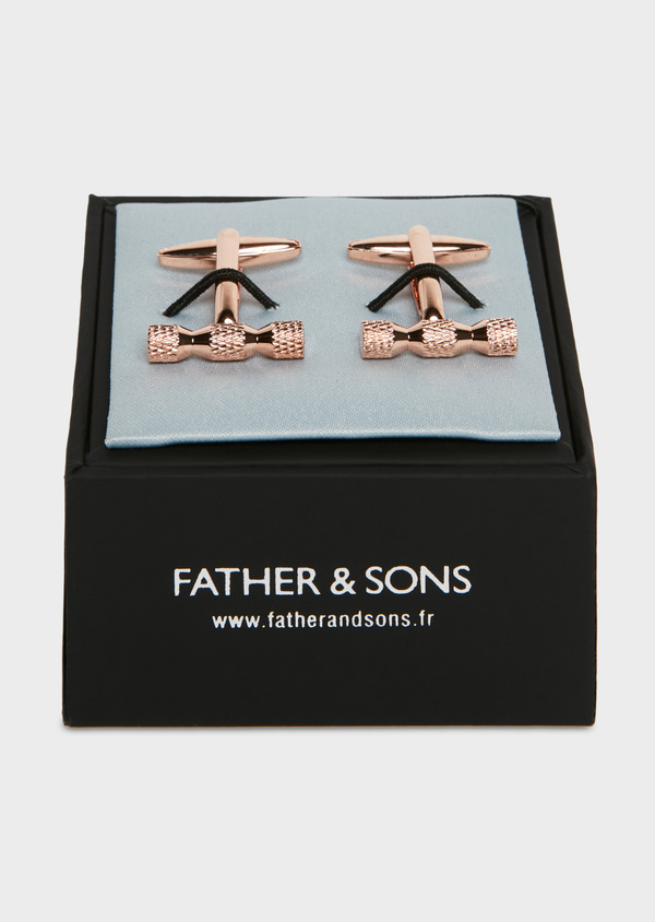 Boutons de manchettes bâtons en reliefs cuivre - Father and Sons 25701