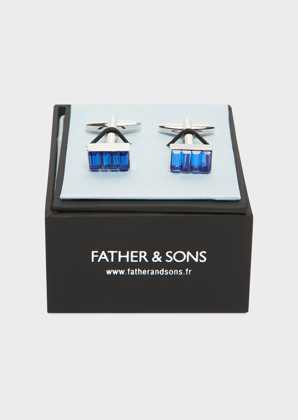 Boutons de manchettes rectangulaires bleu foncé - Father and Sons 32019