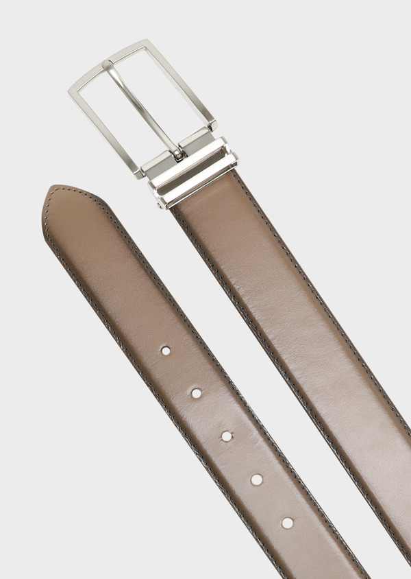 Ceinture ajustable en cuir lisse marron taupe - Father and Sons 32101