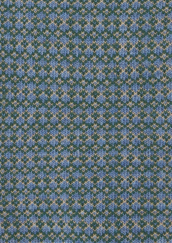 Chaussettes en coton mélangé bleu à losanges marron et vert - Father and Sons 40762