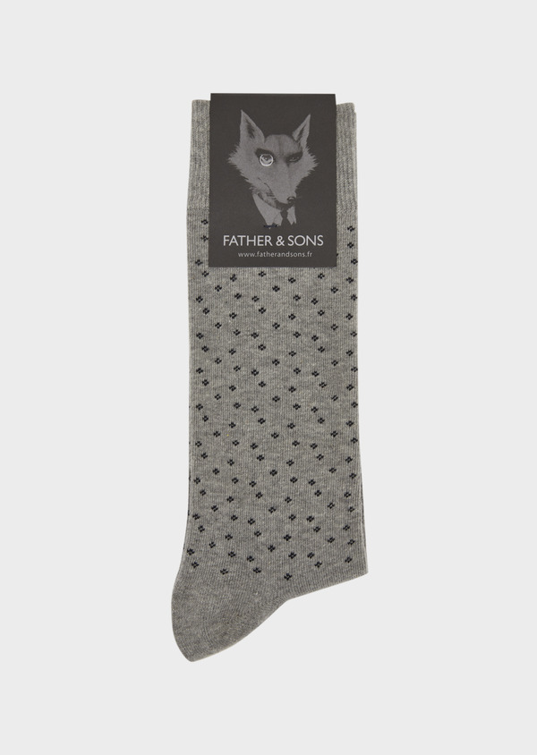 Chaussettes en coton melangé gris à motifs noirs - Father and Sons 37715