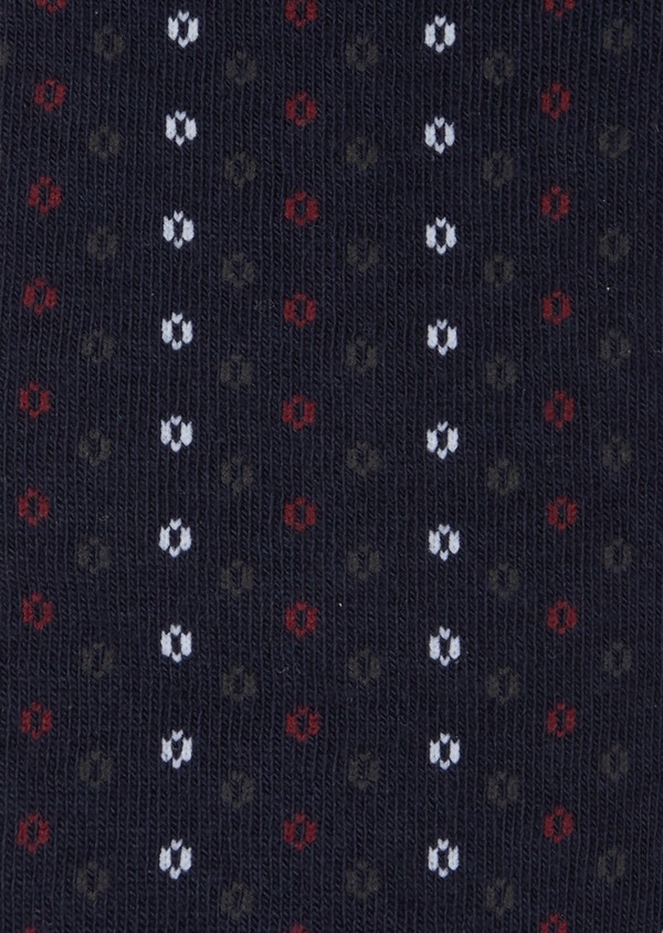 Chaussettes en coton mélangé marine à motif fantaisie bordeaux, gris et blanc - Father and Sons 40778