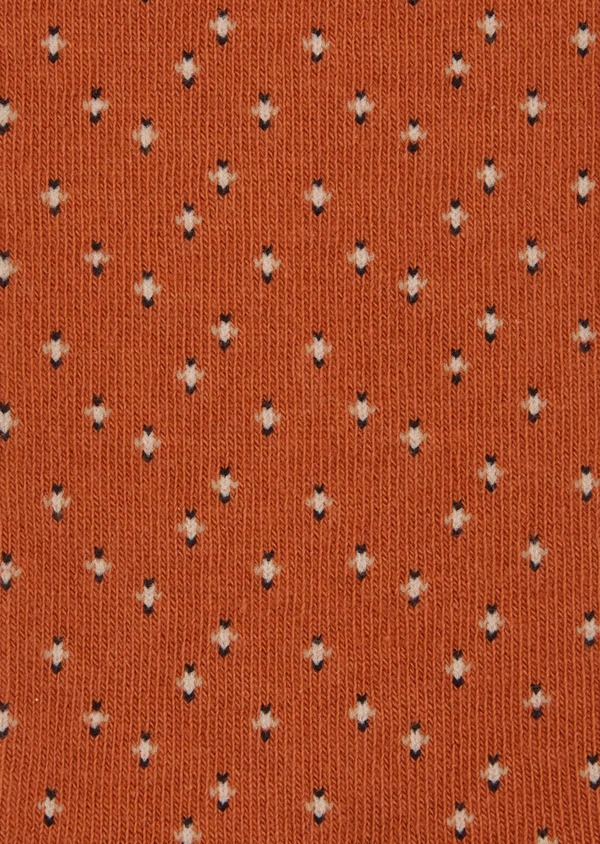Chaussettes en coton mélangé orange foncé à motif rond blanc - Father and Sons 37690