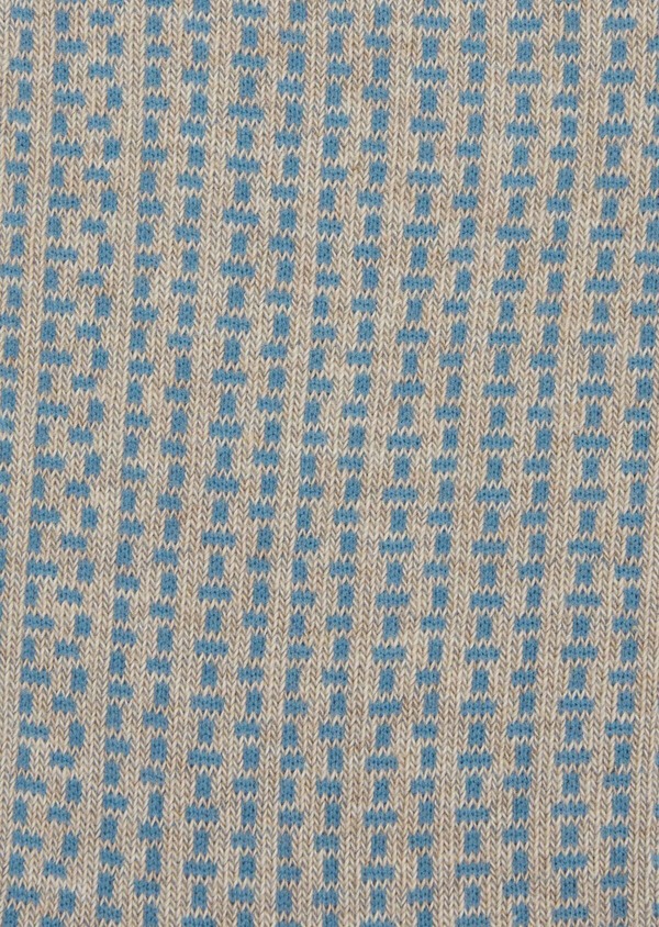 Chaussettes en coton melangé beige à motifs géométriques bleu ciel - Father and Sons 37704