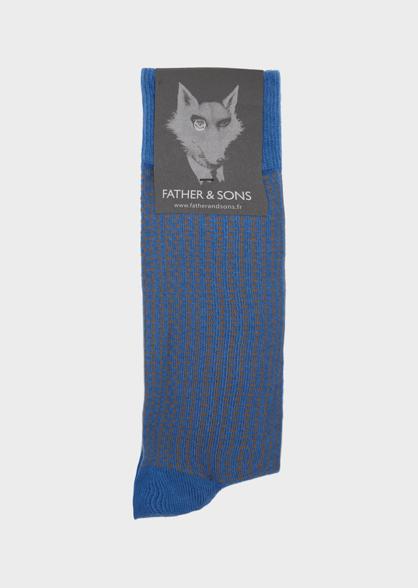 Chaussettes en coton melangé bleu à motifs géométriques - Father and Sons 39454