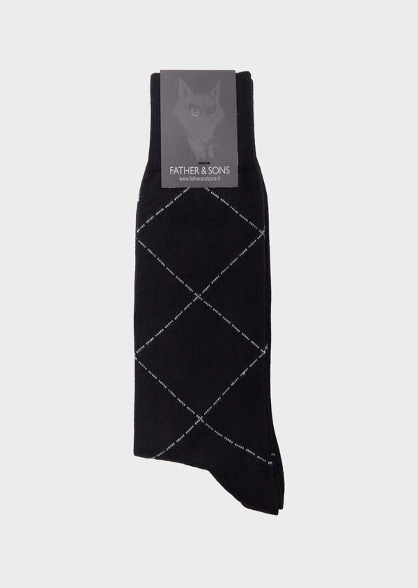 Chaussettes en coton mélangé noir à motifs géométriques - Father and Sons 37622