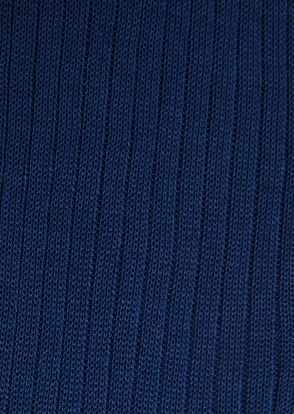 Chaussettes en coton fil d'Ecosse uni bleu indigo - Father and Sons 18150
