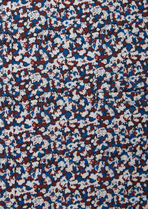 Chemise sport Slim en popeline de coton à motif fantaisie bleu, blanc et rouge - Father and Sons 38597