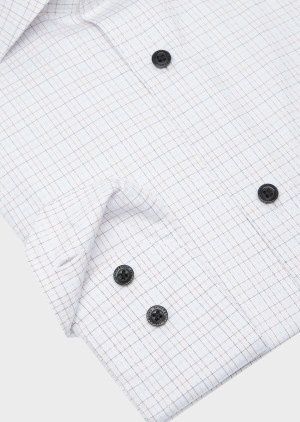 Chemise habillée Slim en coton façonné blanc à carreaux - Father and Sons 40814