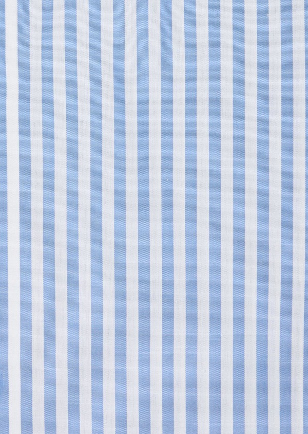 Chemise habillée non-iron Slim en popeline de coton bleu ciel à rayures blanches - Father and Sons 40876
